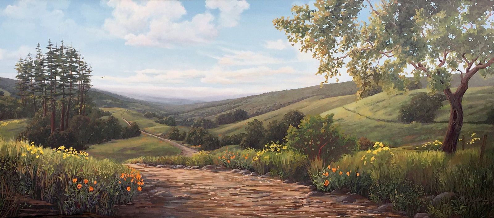 Natural Landscape Mural of Bay Area Foothills | Morgan Murals