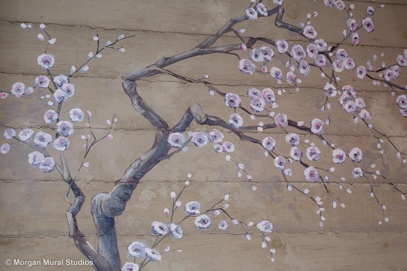 Cherry Blossom Branch Painting for Japanese Restaurant