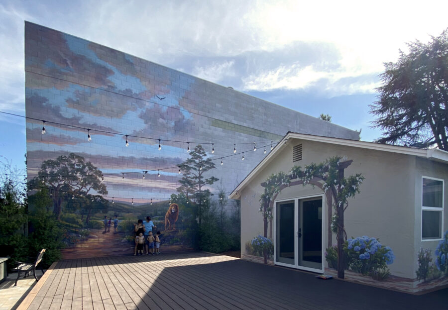 Outdoor Patio Mural Handpainted with Landscape