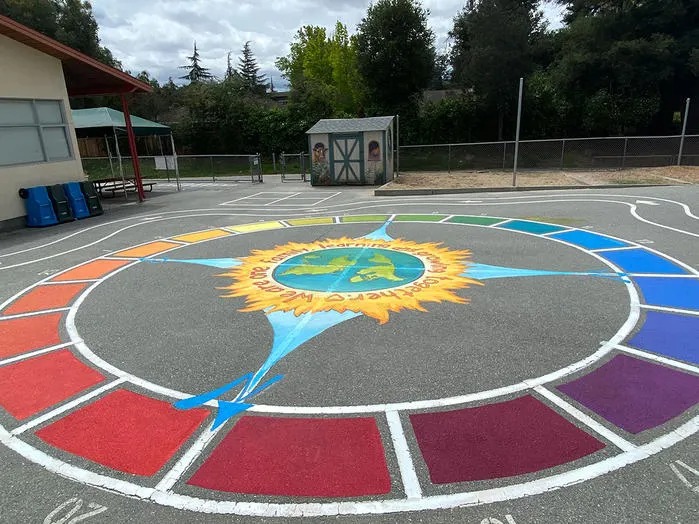 Cement Mural Painting on Ground of Scool Yard