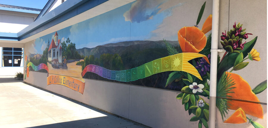 Bright Orange California Poppies Mural in Cupertino