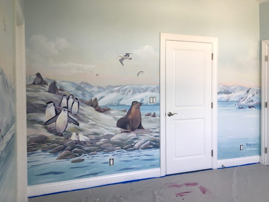 Penguin and Seal Mural Painting for Bedroom