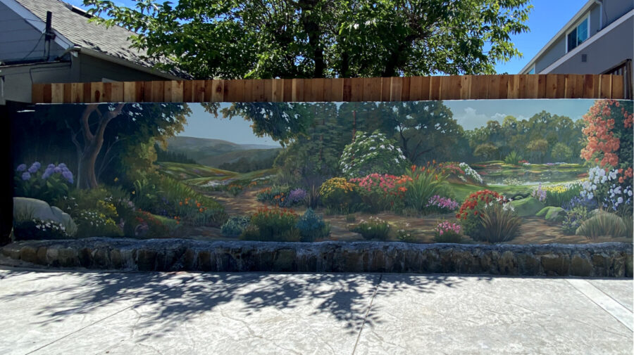 Redwood City Mural with Landscape in Residential Neighborhood
