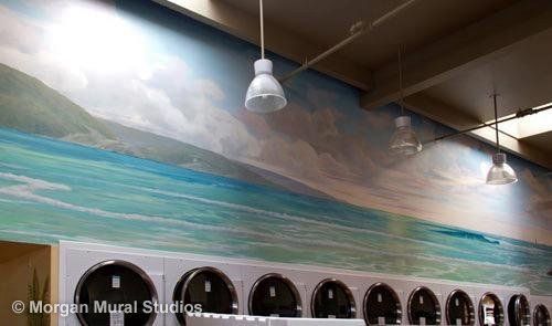 Seascape Mural Painting Above Washing Machines