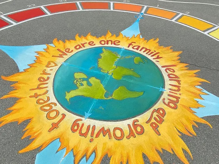 Colorful Asphalt Mural Painting on Playground