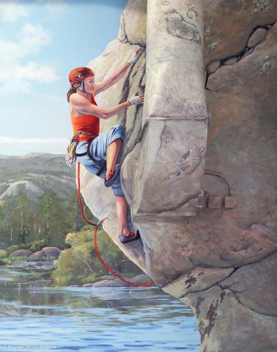 Rock Climber Mural Painting at Stanford University in California