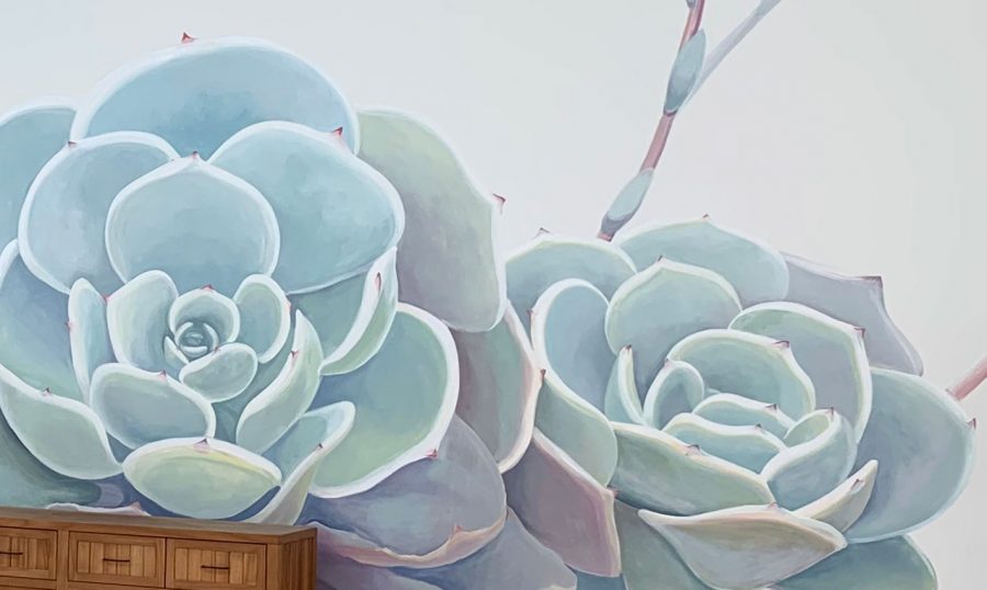 Custom Succulent Plant Mural by California Painter