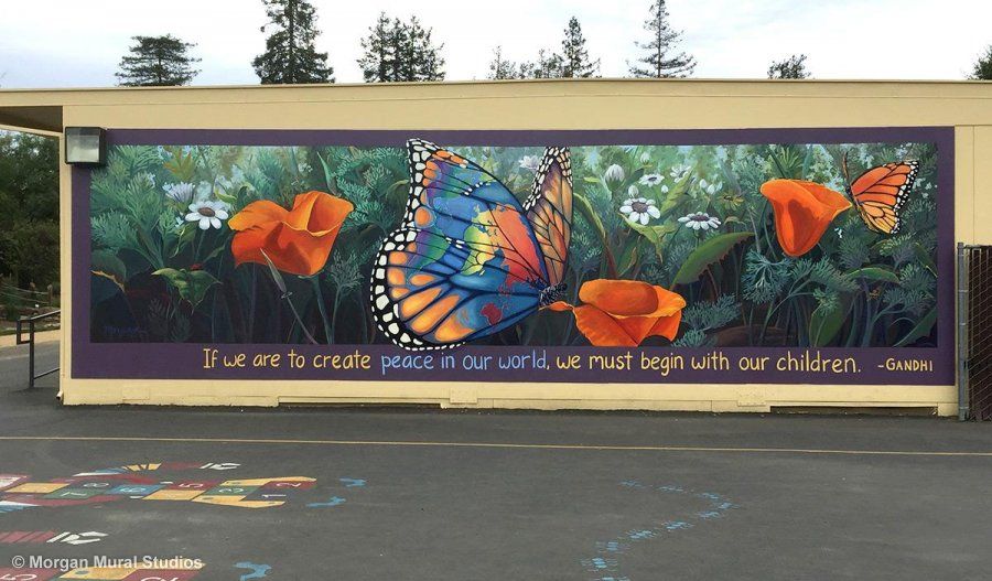 Peace in our World Mural at Oak Avenue Elementary School in Los Altos, California