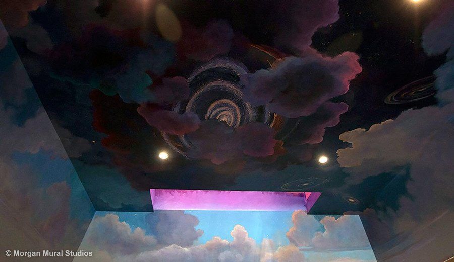 Galactic Mural with Supernova Painting on Business Ceiling