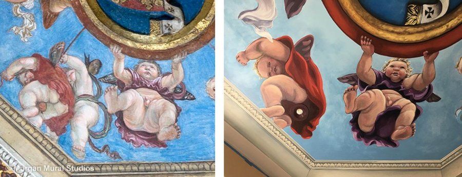 Putti Mural for Ceiling Art of Northern California House