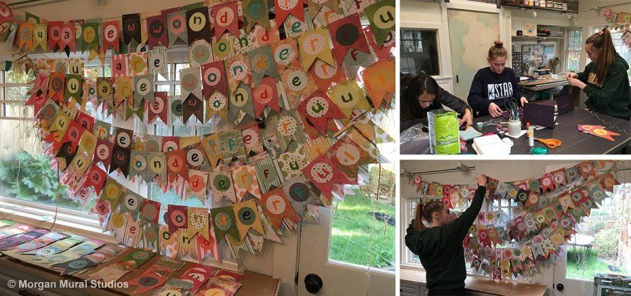 Making arts and crafts thank you's with the team