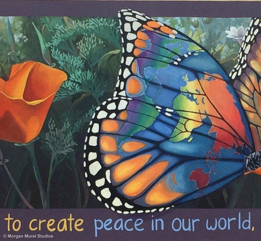 Butterfly with World Wings Mural
