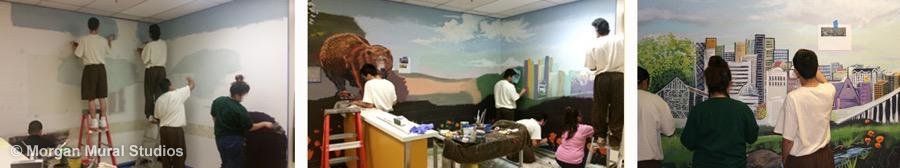 Juvenile Hall Inmates Painting Mural for Medical Clinic in Santa Clara County