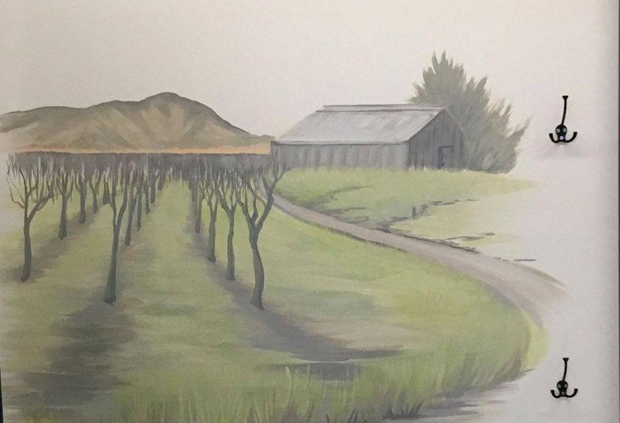 Mural Painting of the Vineyards in Winter