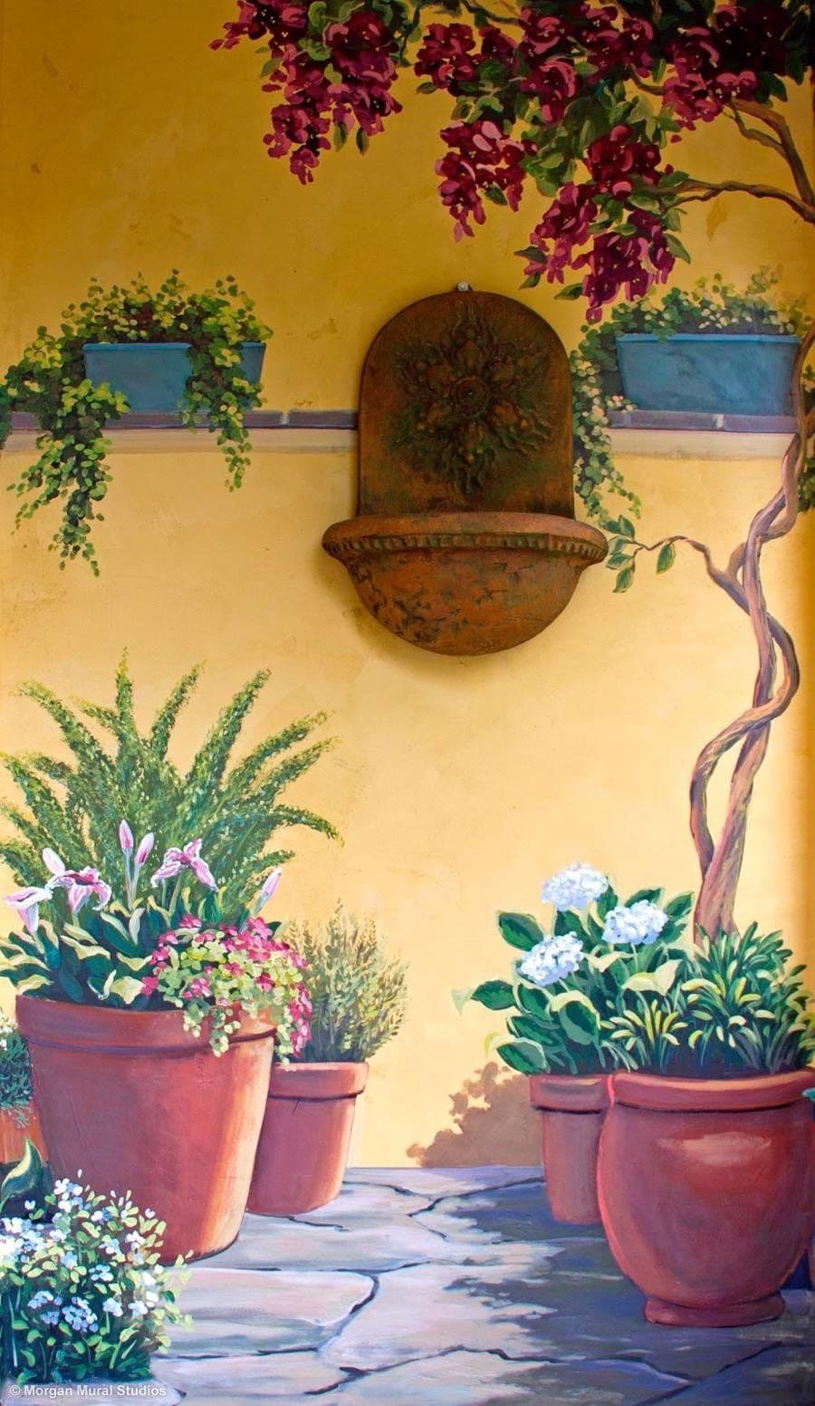 Patio Mural Painting with Fern and Other Plants for Residential House