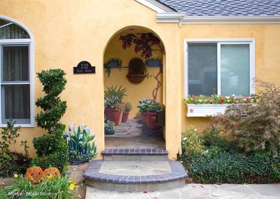Plant Mural Entryway Painted Outside WIllow Glen Home