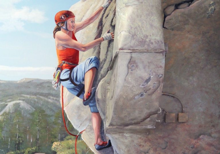 yosemite valley and rock climber mural